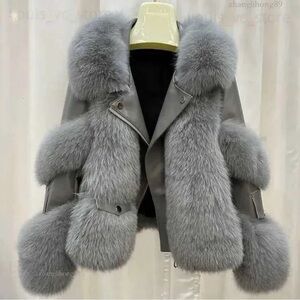 Elegant Gray Fur-Trimmed Women's Jacket